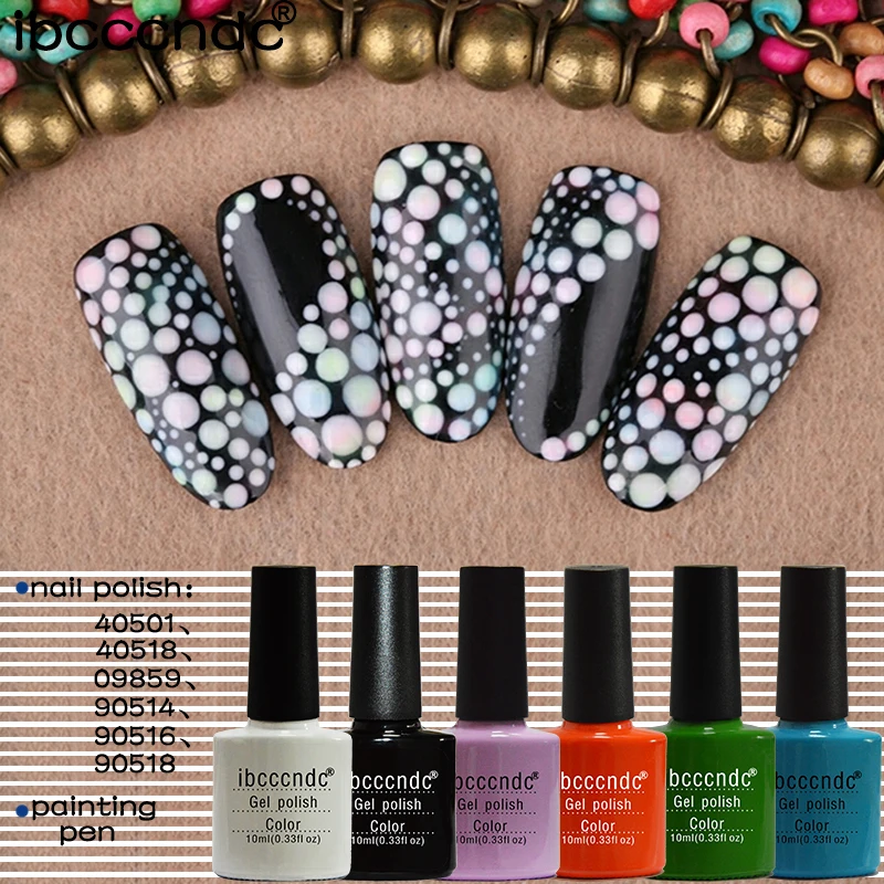 6 шт. УФ Гель лак для ногтей Ibcccndc 10 мл 79 цветов|gel polish soak off|base top coatnail gel |