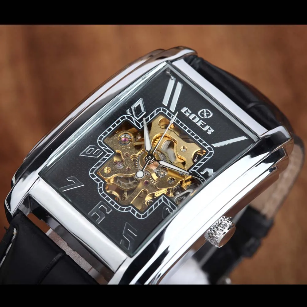 Часы мужские автоматические люксовые брендовые прямоугольные механические