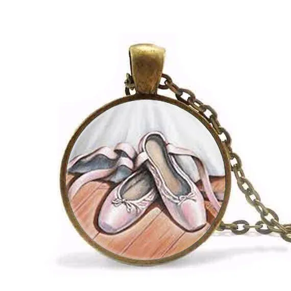 

Ballet art Pendant Dance necklace Pink Ballerina Slippers Dancer Necklace jewelry steampunk mens new chain women fashion charm