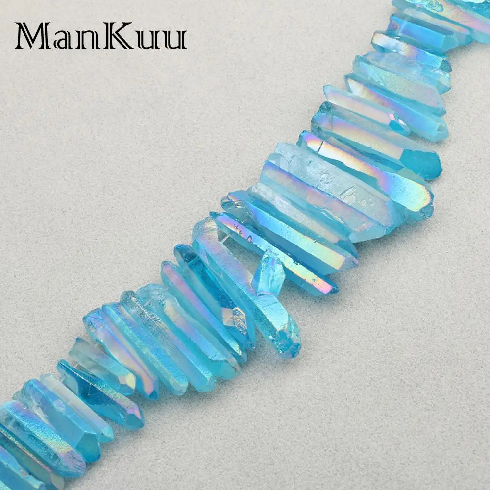 Mankuu Sky Blue Natural Crystal Pendant Irregular Chakra Reiki Pillar Druzy Stone For DIY Jewelry Making | Украшения и аксессуары