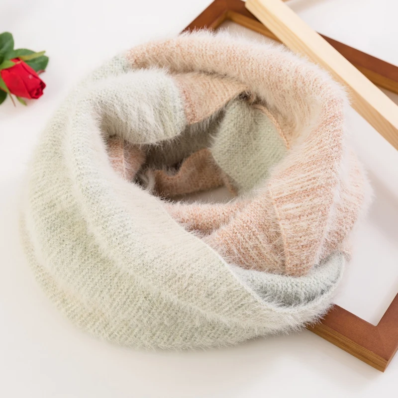 Новые Теплые шарфы на петлях для женщин модное Полосатое женское кольцо