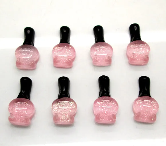 

30Pcs Pink Resin Nail Polish Beads Decoration Crafts Flatback Cabochon Scrapbooking Fit Phone Embellishments Diy Accessories