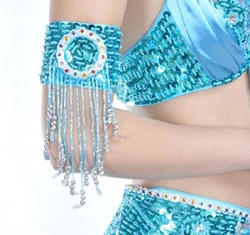 FEECOLOR 12 штук/Все индийские украшения для рук танца живота с прозрачными драгоценными камнями, кисточками и цветами.