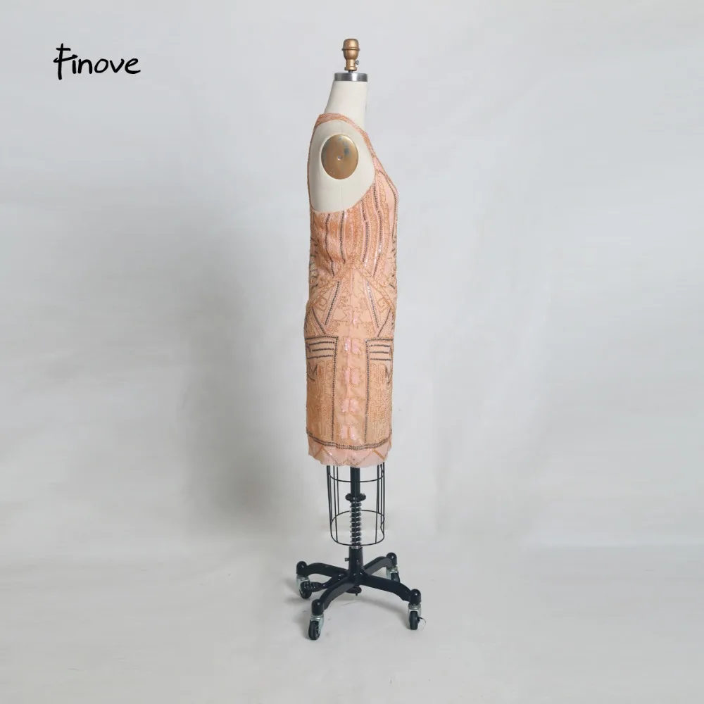 Finove Cocktail Dresses New Sexy Halter Backless Party Gowns Shining Sequined Knee Length Woman Dress vestido de festa