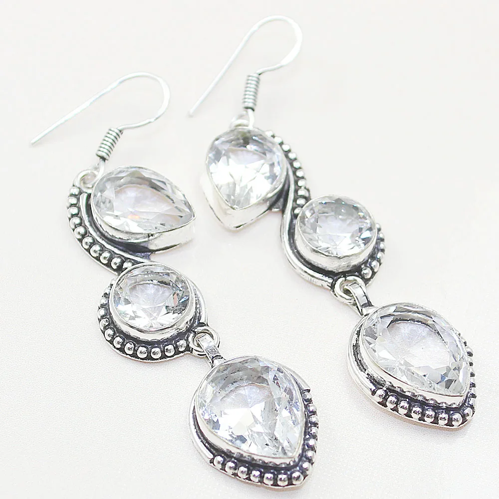 

White Topas Earring, 70 mm, E0527
