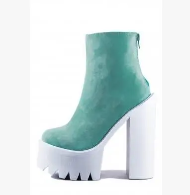 Модные женские ботильоны на высокой платформе из черной гладкой кожи; женские ботинки на очень высоком каблуке с острым носком; пикантные рыцарские ботинки в римском стиле - Цвет: as picture