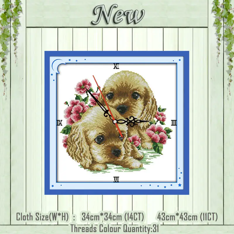 Dogs Поросенок, собака, кошка, часы, лицо, животное, Декор, живопись, счетный напечатанный на холсте, рукоделие, Набор для вышивки, DMC 11CT, 14CT, наборы для вышивки крестиком - Цвет: Dogs