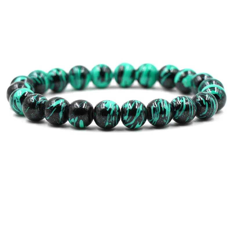 Модные браслеты из натурального камня для женщин и мужчин растягивающиеся с