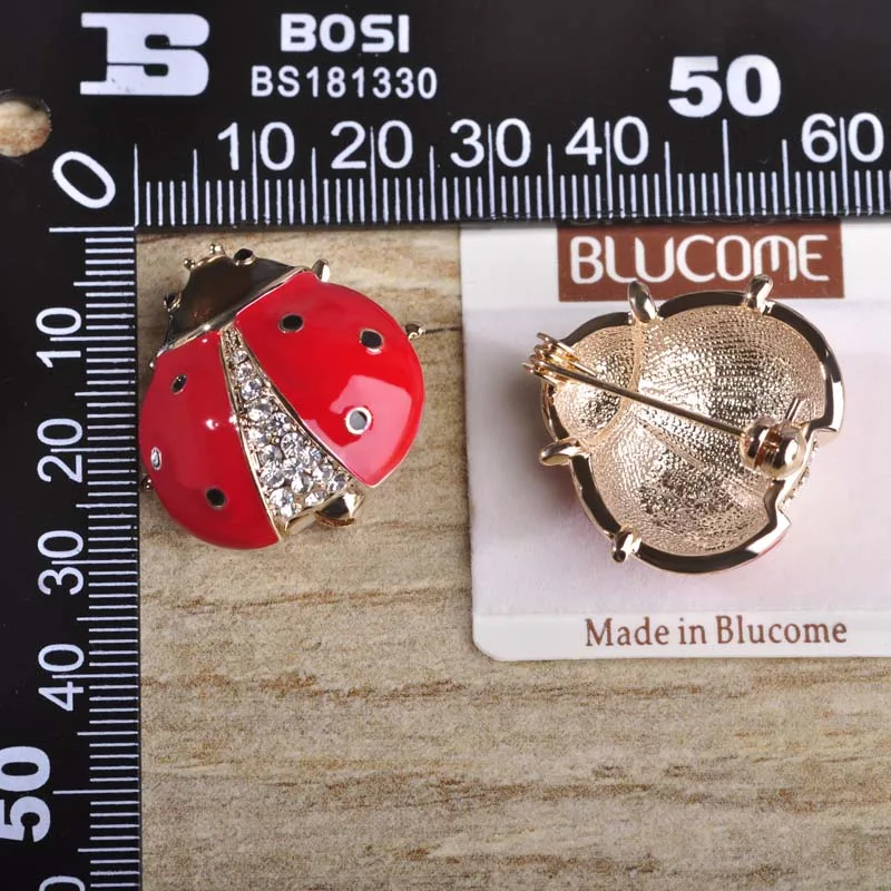 Милая эмалированная брошь божья коровка с кристаллами золотые булавки Lapela broche