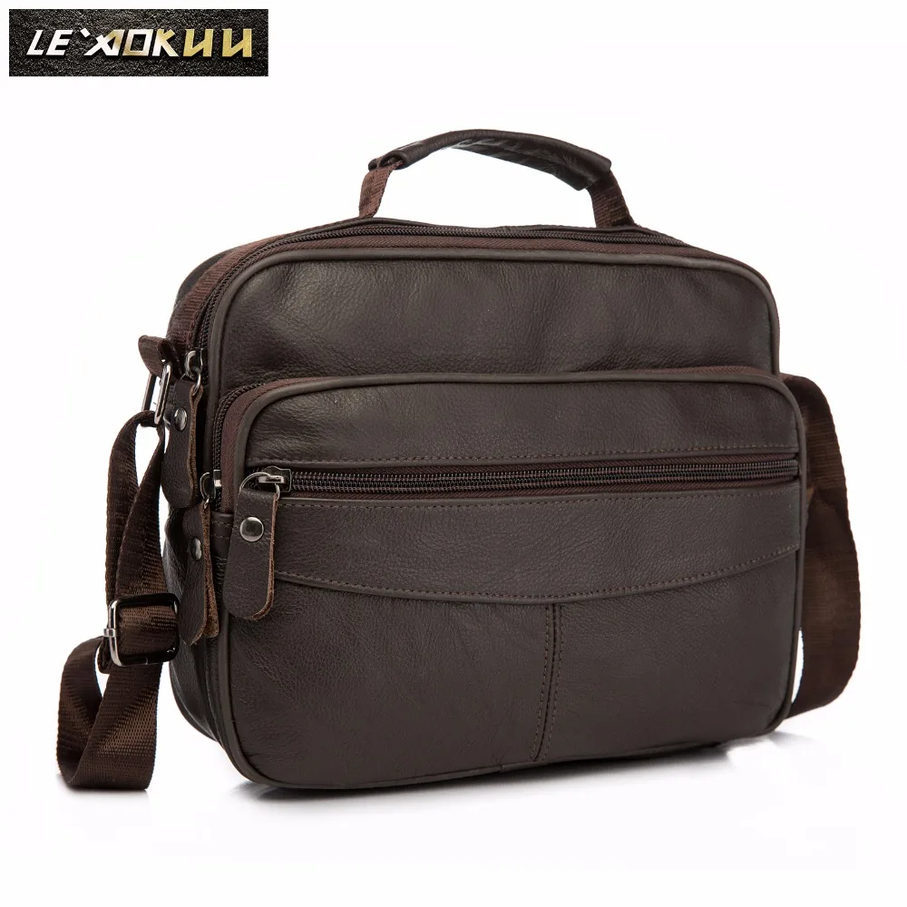 

Quality Original Leather Male Casual Shoulder Messenger bag Fashion Cross-body Bag 10" Tablets Tote Mochila Satchel bag 05a