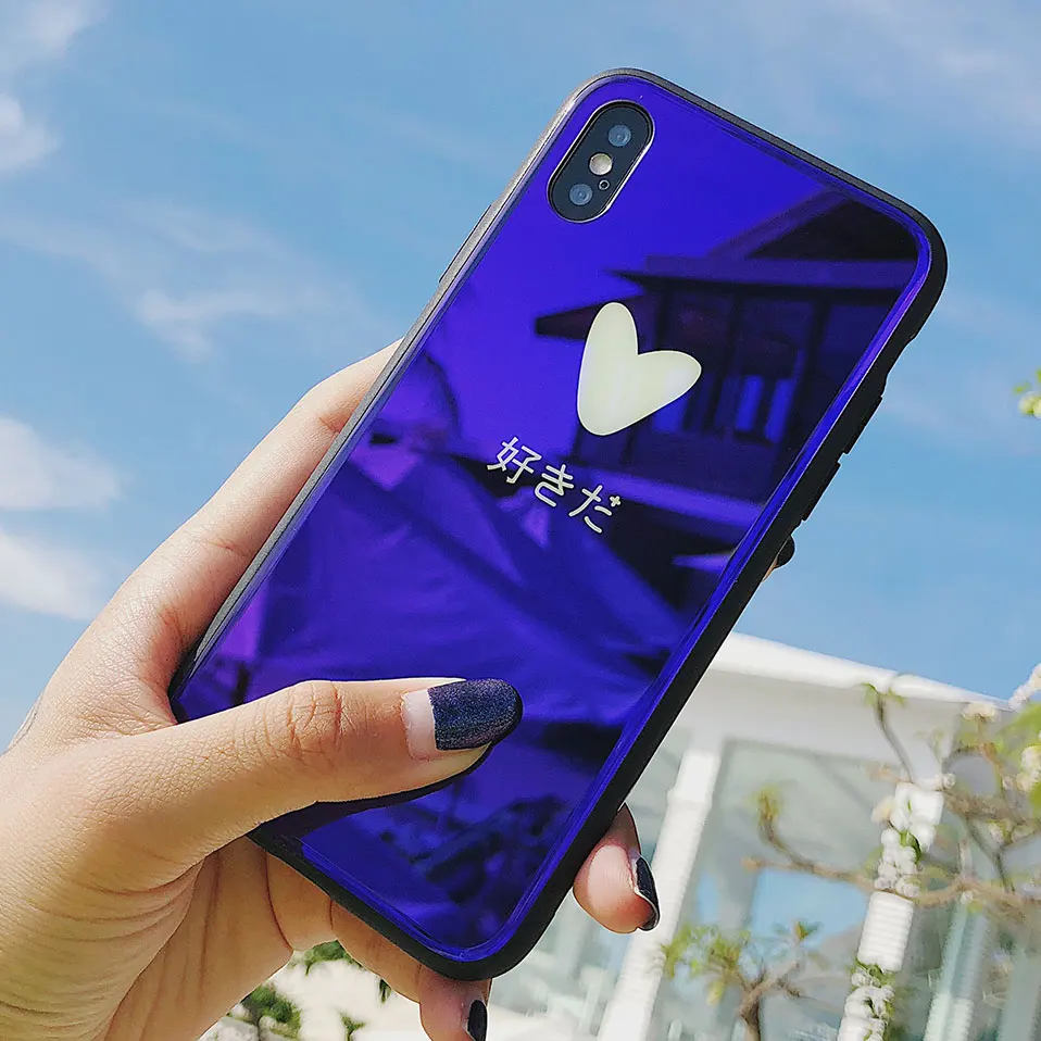 Закаленное стекло телефон чехол для iPhone 7 8 X 6s Capa в форме сердца мобильный 6 Plus Funda