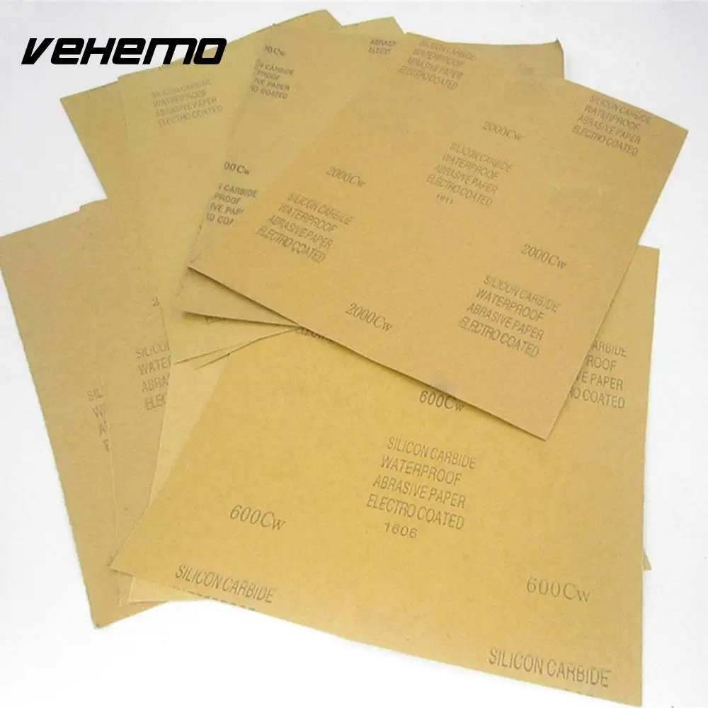VEHEMO 10 шт. 230x280 мм Автомобильный экран для ухода за автомобилем, наждачная бумага, автомобильная наждачная бумага, приложения для влажной или сухой лист наждачной бумаги