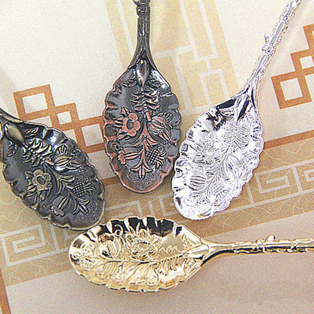 Vintage royal style Crystal Head Bronze Carved Coffee Spoon Tea Icecream Scoop Flatware Home Cutlery | Дом и сад