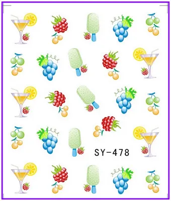 6 упак./лот блестящая наклейка на воду для ногтевого дизайна ногтей фруктовый