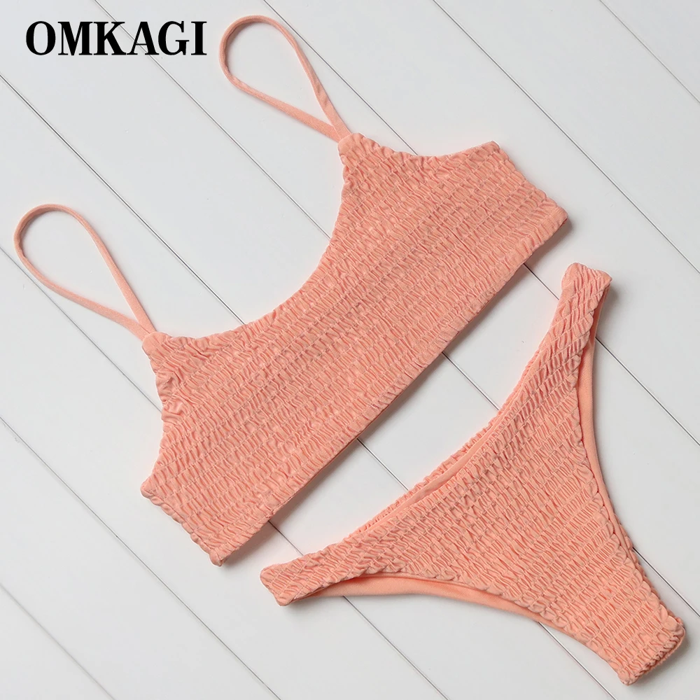 Бразильское бикини OMKAGI 2021 г. женский купальник с открытыми плечами сексуальные