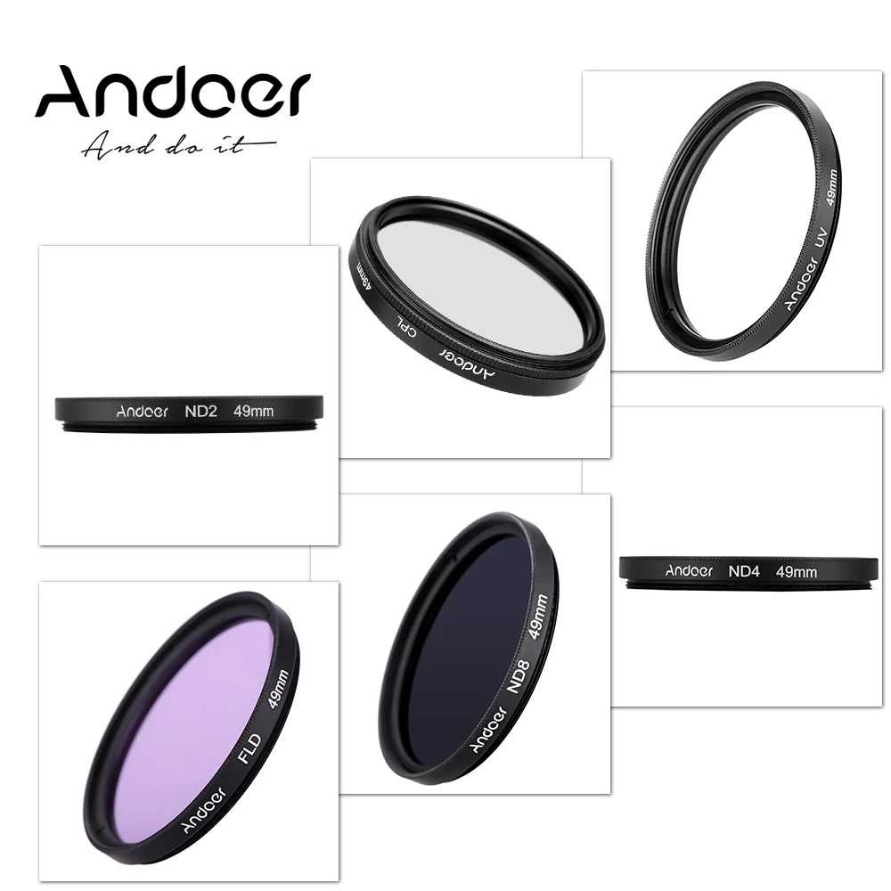 Andoer 49 мм UV + CPL FLD ND фотографии фильтр Kit комплект поляризуя флуоресцентные