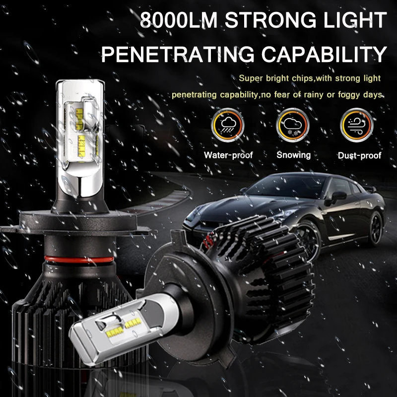 LARATH T8 9005 9006 LED Car Headlight Bulb 60W 8000LM ZES Chip 12V Light H4 H7 H11 H1 H8 H3 Auto Headlamp Fog Lamp | Автомобили и