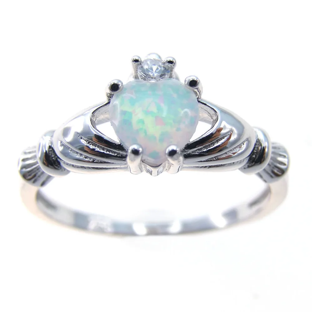 2017 Mom Jewelry 100% бриллиантовое серебряное кольцо с опалом белым в форме сердца Размер