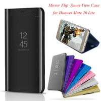 smart flip stand mirror case for huawei mate 20 lite case clear view pu leather cover for huawei mate 20 lite mate20 lite case