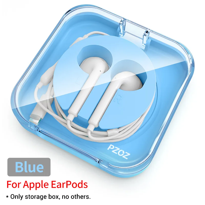 blue PZOZ для apple, EarPods, коробка для хранения наушников, наушники apple, проводная Крышка для наушников, Портативная сумка для гарнитуры, чехол для apple earpods - Цвет: blue