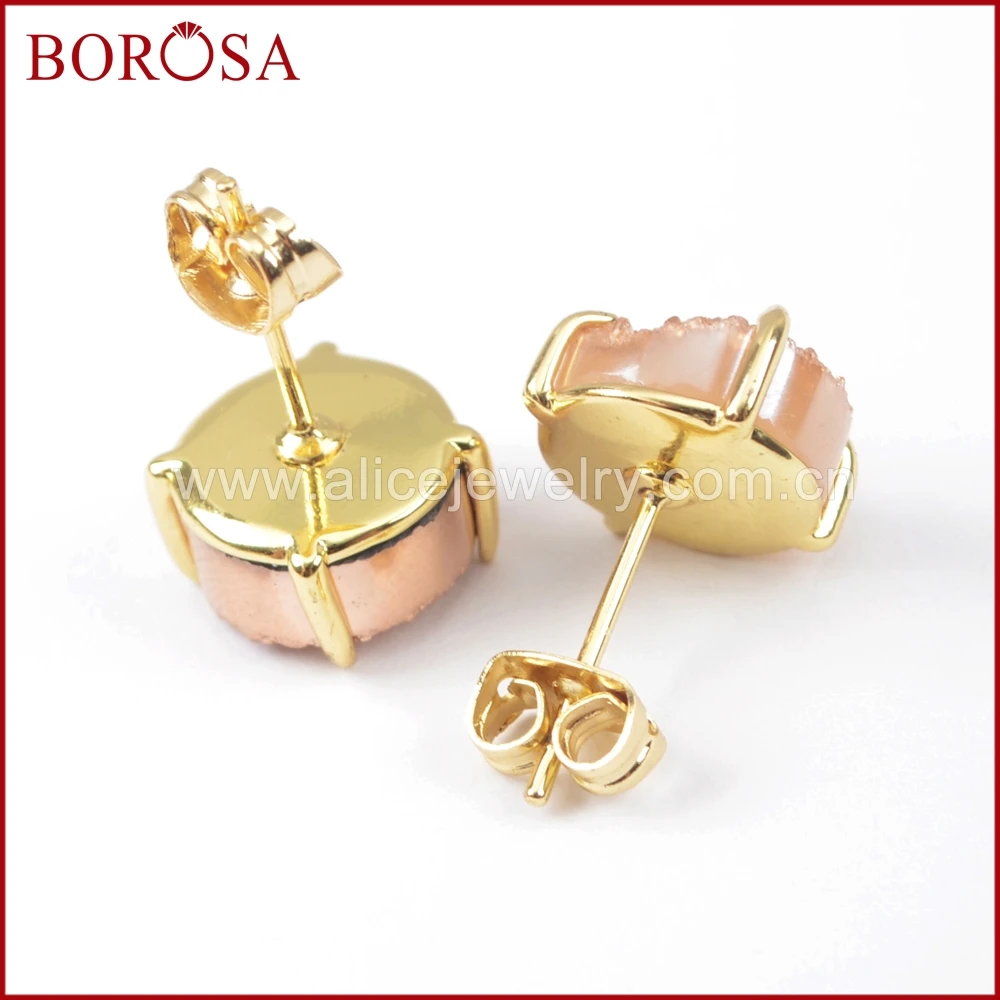 BOROSA новые элегантные золотые классические серьги-гвоздики для женщин модные