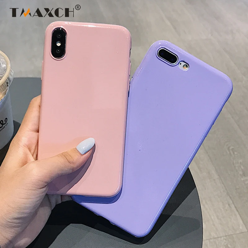 Ультра тонкий порошок блеск Карамельный цвет чехол для iphone X 6 6s 7 8 плюс Bling мягкий