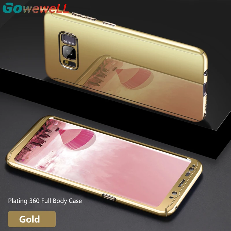 GOWEWELL Luxury Laser Plating 360 Phone Case for Samsung galaxy S8 S9 Plus Galaxy S7 Edge Note 8 duo Back Cover Full Film |