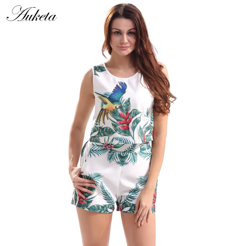 Auketa летние шорты костюм комплект Двойка Цветочный принт Футболки для девочек