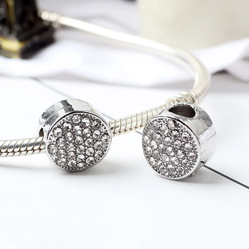 Новый бисер сплав Pave Sphere Charm Crystal Fit оригинальный браслет ожерелье DIY женские