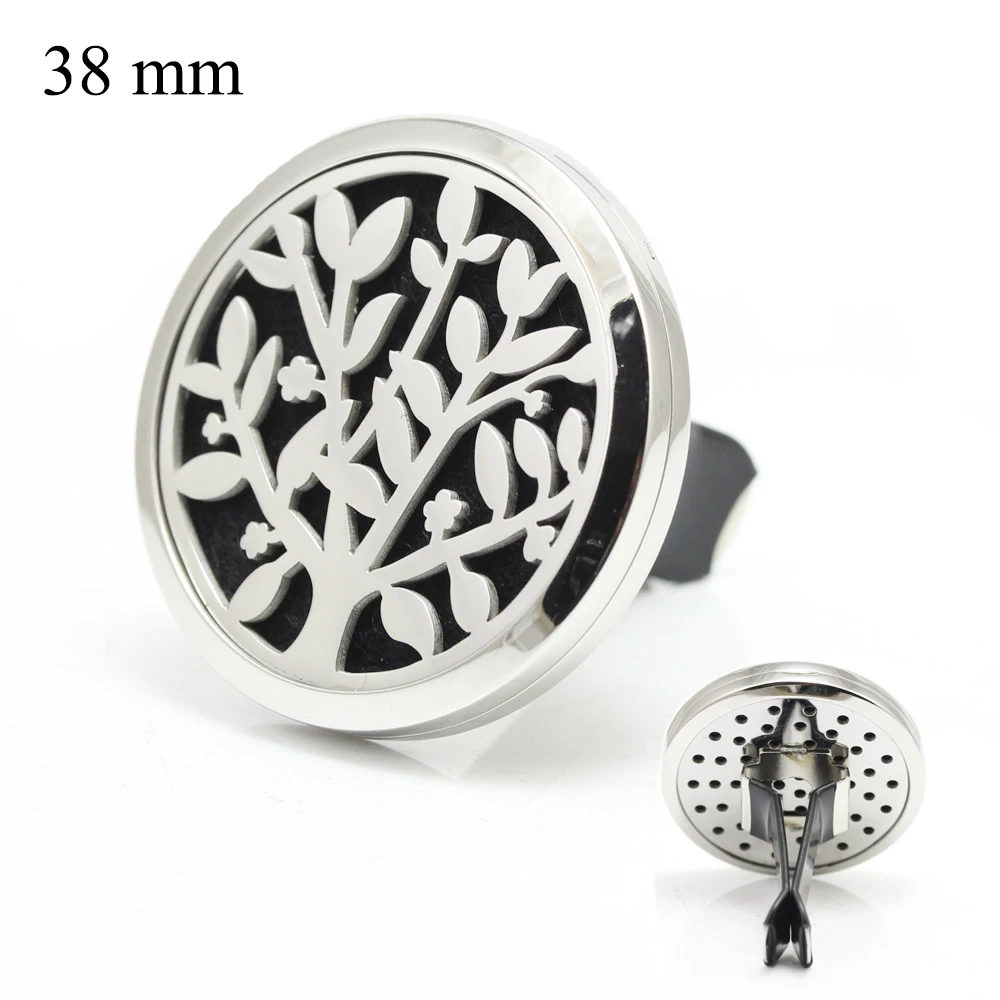

38mm big size Stainless Steel high quality lovely life tree car essential oil aroma diffuser vent clip