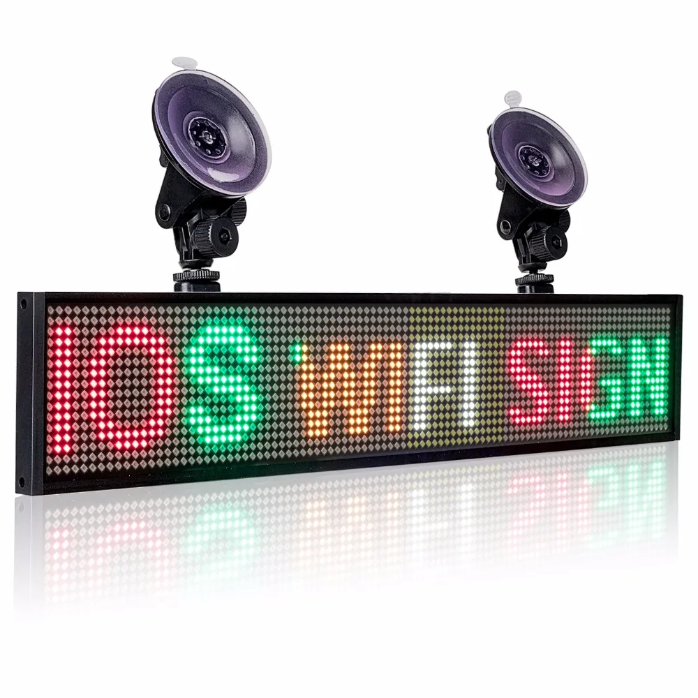 12V P5mm SMD Автомобильный светодиодный знак прокрутки программы многоцветный такси рекламы бизнес цветной дисплей доска+ 2 присоски