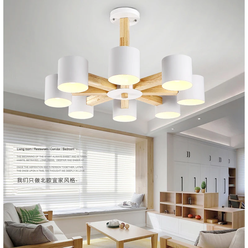 

led wood chandelier lamp for dining room Nordic simple wood art chandelier lighting modern AC 110V-260V Bedroom home improvement