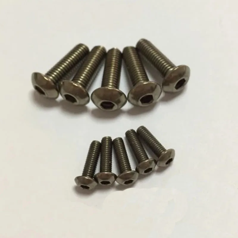 4pcs M2.5 TA2 Titanium flat round head Hexagon socket screw Pure titanium Semicircular Mushroom pan GR2 4mm-16mm Length | Обустройство