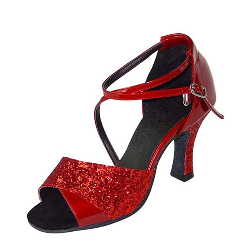 Обувь для танцев на каблуке 7 см Zapatos De Baile цвет золотой красный фиолетовый белый