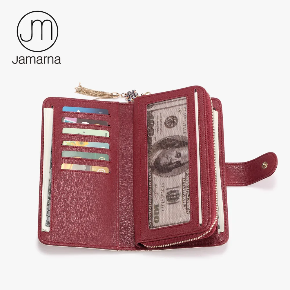 Jamarna кошелек из натуральной кожи для женщин Мягкий овчина клатч портмоне длинный