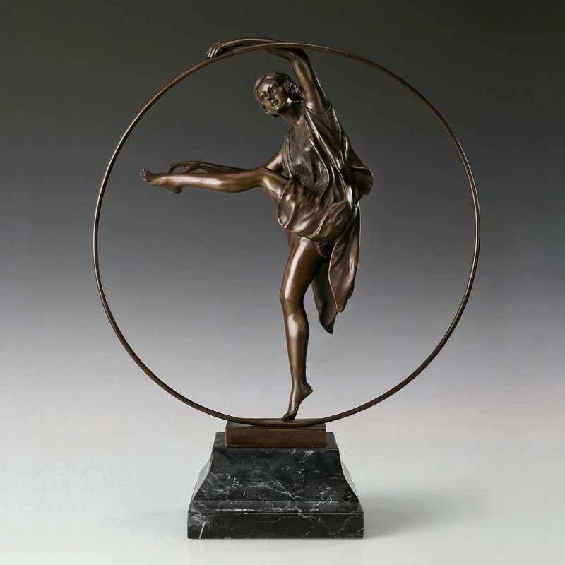 Бронзовая женская скульптура танцор женщина Танцующая статуя Искусство медная