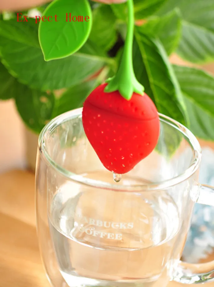 100 шт./лот силиконовый клубничный дизайн свободный чайный лист ситечко