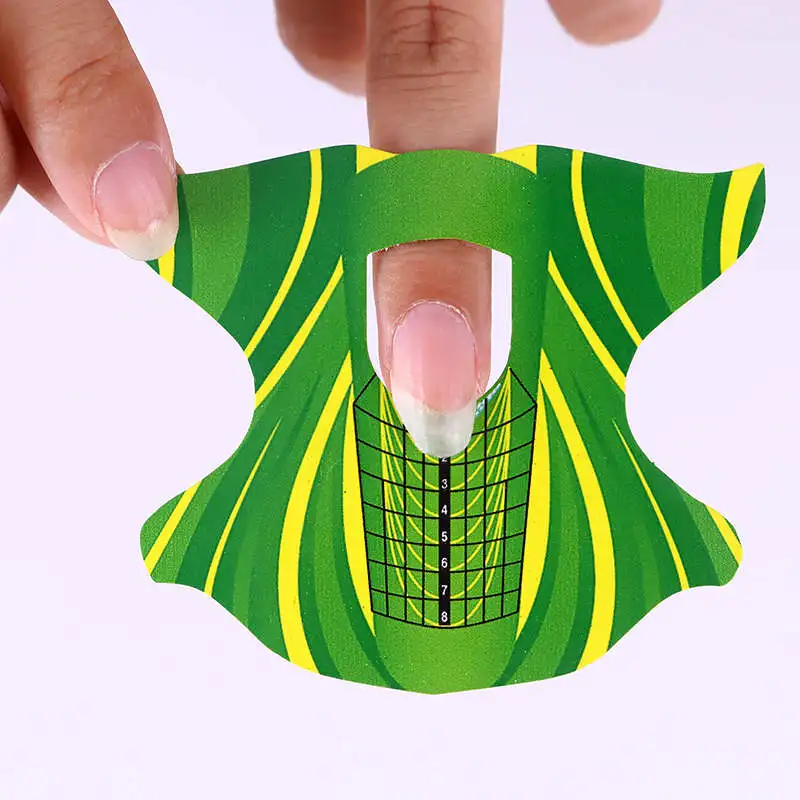 100 шт клейкая Форма для ногтей строитель для УФ гель Советы Расширение ногтей искусство скульптуры инструмент для маникюра Сделай Сам наклейки ромб Овальный - Цвет: Pattern 1