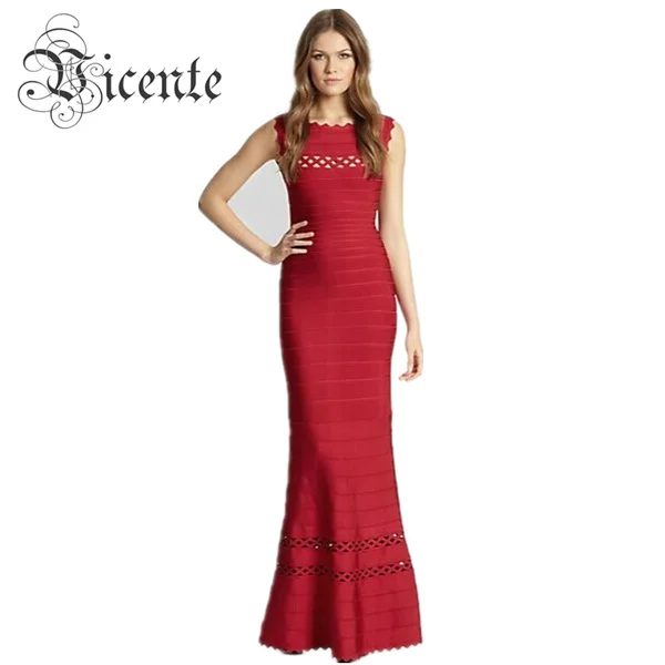 Лидер продаж Элегантное платье без рукавов с зубчатым краем длинное Бандажное