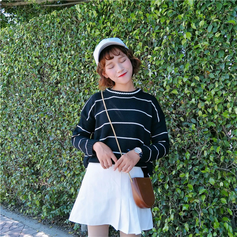 Новинка 2018 года свитер в полоску для колледжа сезон осень-зима пуловер