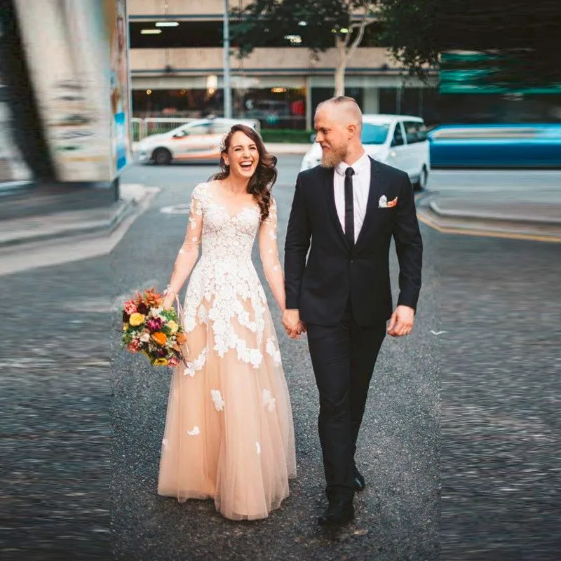 Женское вечернее платье трапеция Элегантное Длинное цвета шампанского с V