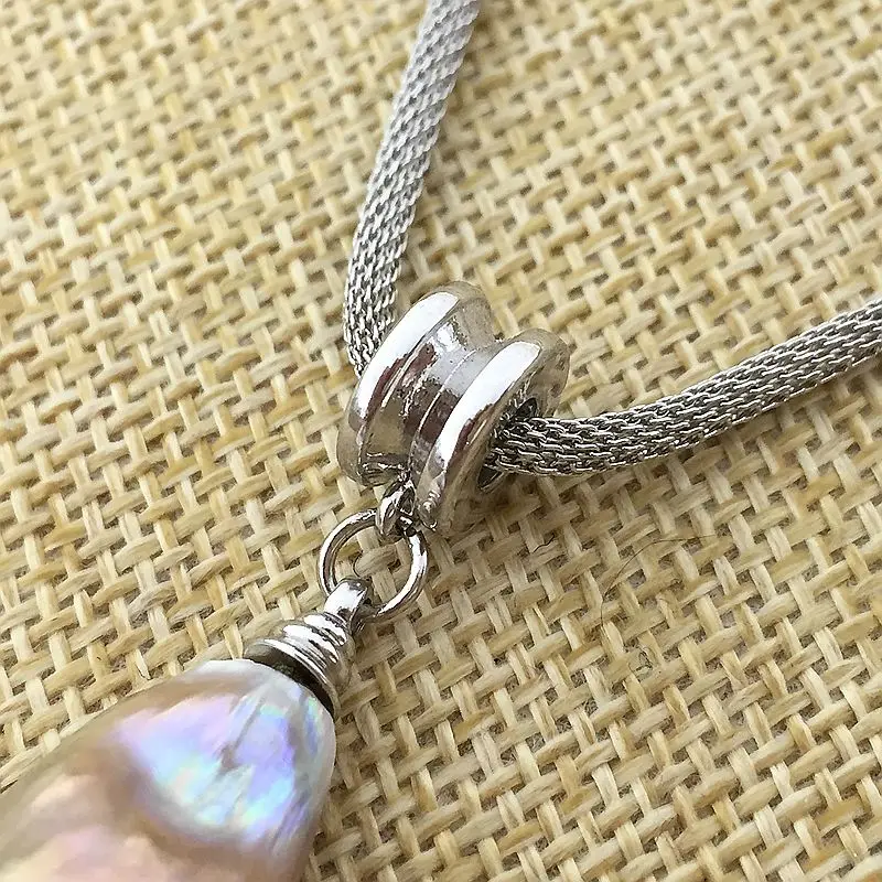 hot wheel modeling baroque keishi pearl pendant necklace nucleated flameball shape Durable adjust chain 925 sterling lovely