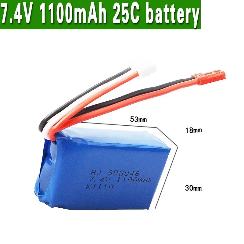 7,4 V 1100mAh 903048 Li-Po Батарея вертолет для WLtoys A949 A959 A969 A979 V912 V913 V353 k929 V262 L959 T23 T55 F45 4 шт./лот