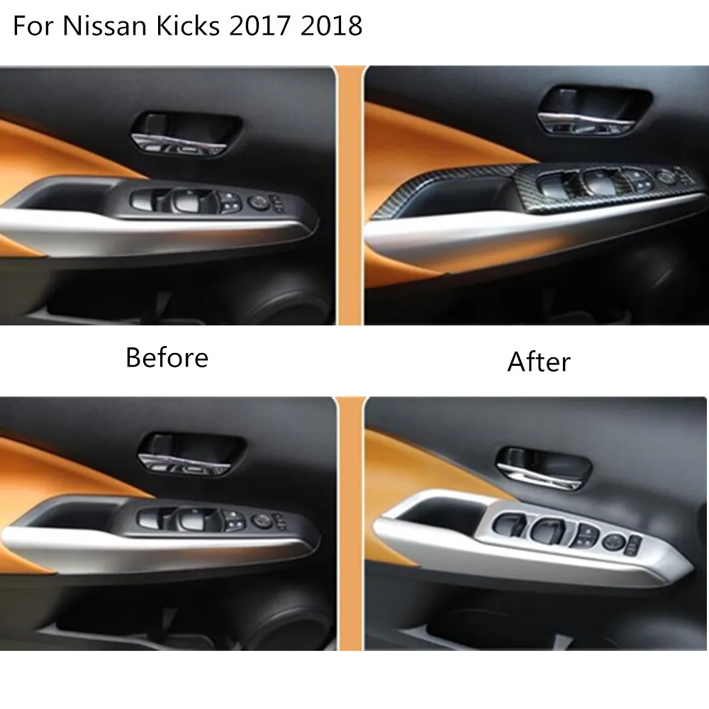 Car Body Door Window Glass Inner Panel Armrest Lift Switch Button Trim Frame Molding 4pcs For Nissan Kicks 2017 2018 2019 2020 | Автомобили