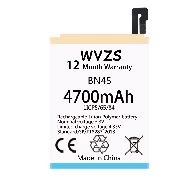 Wvzs 4700 мАч литий-полимерный аккумулятор BN45 для Xiaomi Redmi Note 5 Note5 батареи | Мобильные