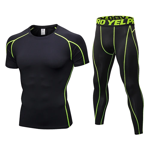 Style 14 2 шт мужской компрессионный спортивный костюм для бега плотный Мужской Быстросохнущий Спортзал Фитнес Бег комплекты колготок мужские тренировочные спортивные костюмы - Цвет: Style 14