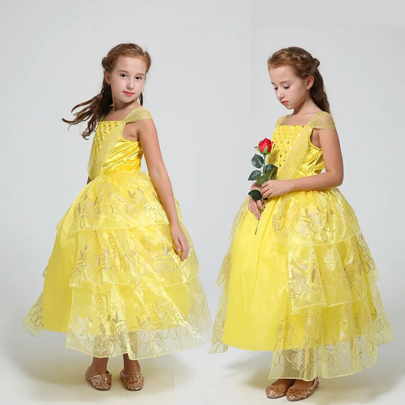 Belle Dress Halloween Baby Girls Children Yellow Party Costume Clothing | Тематическая одежда и униформа