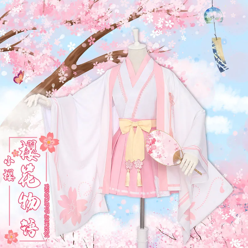 Аниме! Cardcaptor Sakura Kinomoto Сакура кимоно вишня красивая форма костюм для косплея на
