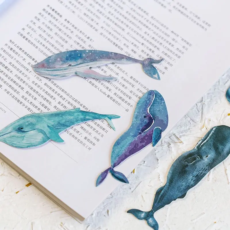 30 шт./кор. Кит Рыба Бумага Закладка канцелярские закладки книжный держатель сообщения школьные принадлежности открытка для сообщений