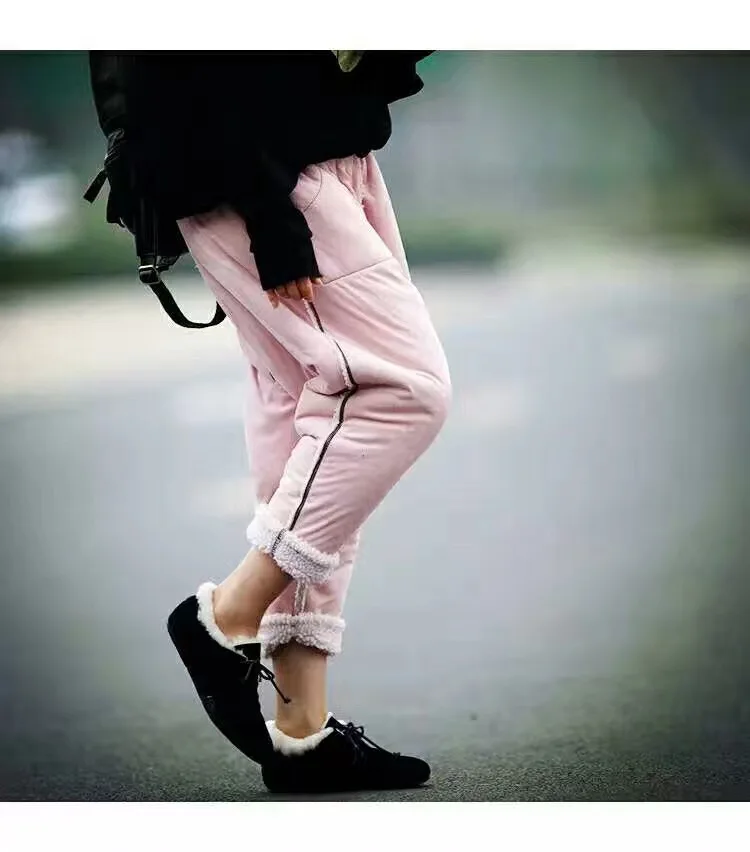 Женские универсальные теплые кашемировые зимние шаровары женские замшевые